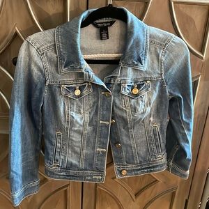 WHBM cropped jean jacket 3/4 sleeves